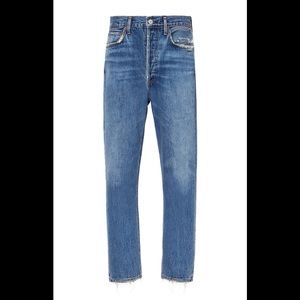 Agolde Riley Cropped High-Rise Straight-Leg Jeans